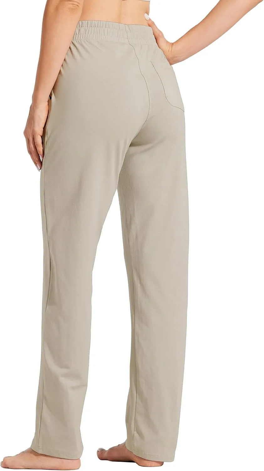 Willit Women's Cotton Sweatpants Open Bottom Yoga Sports Pants Straight Leg Lounge Athletic Pants with Pockets