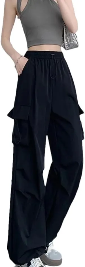 Women Summer Autumn Cargo Pant Straight Trousers Fashion Female High Waist Streetwear Loose Casual Wide Leg Pants