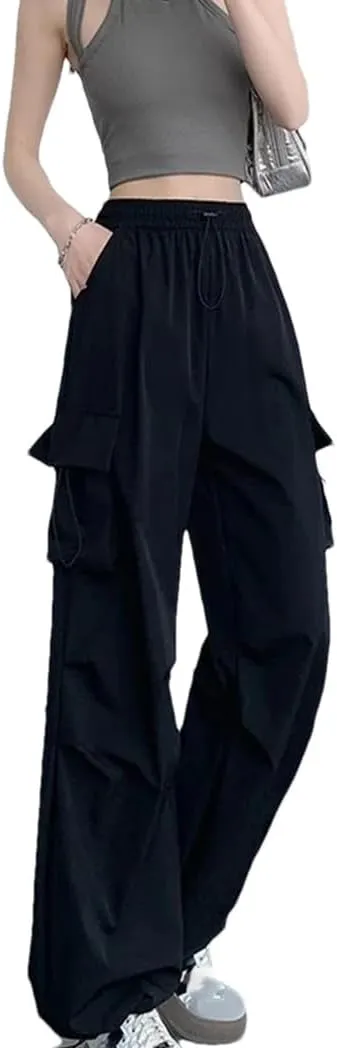 Women Summer Autumn Cargo Pant Straight Trousers Fashion Female High Waist Streetwear Loose Casual Wide Leg Pants
