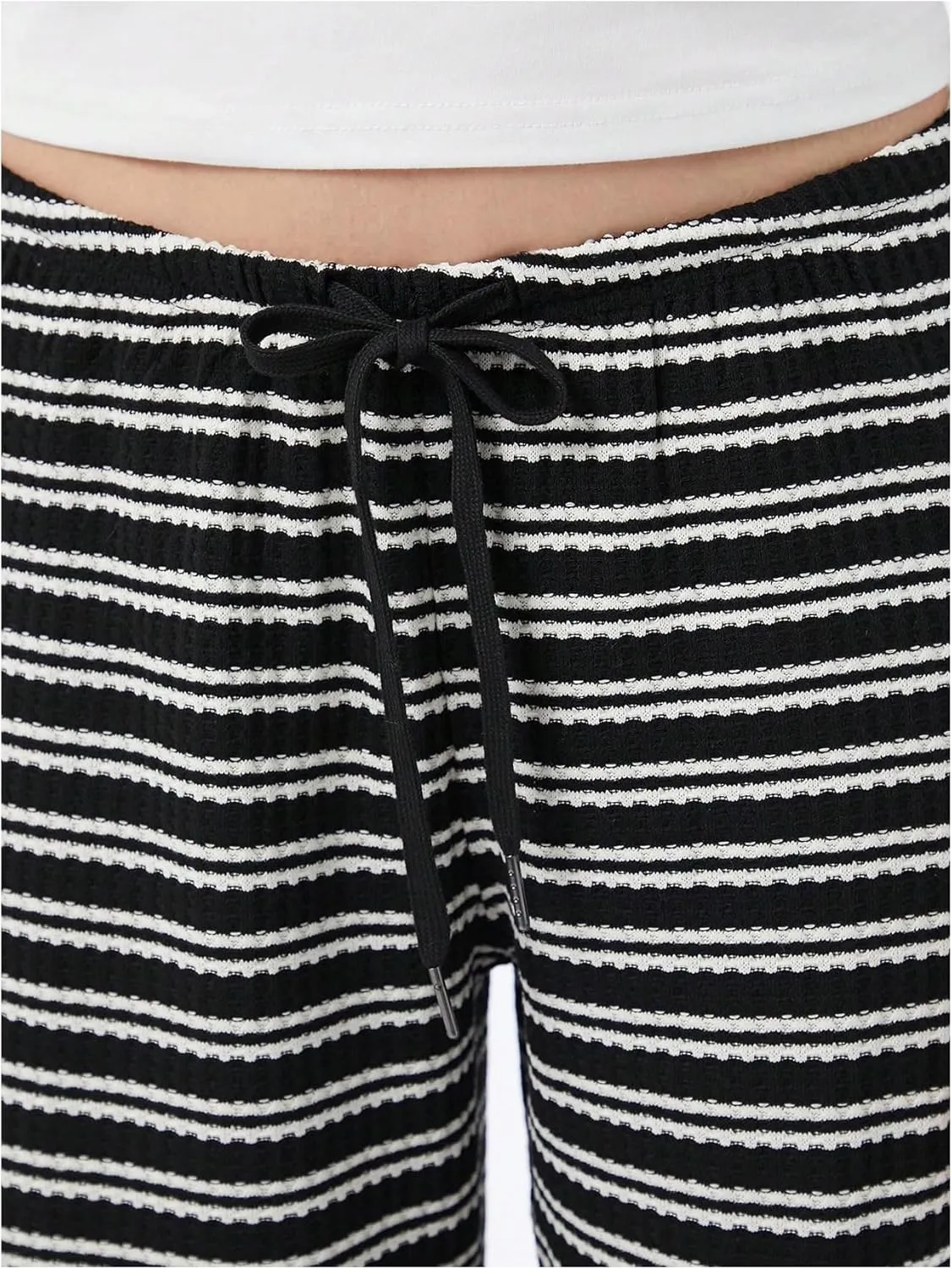 Women's Drawstring Waist Straight Streetwear Wide Leg Sweatpants Casual Loose Baggy Workout Long Summer Pants