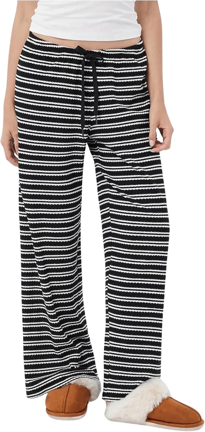 Women's Drawstring Waist Straight Streetwear Wide Leg Sweatpants Casual Loose Baggy Workout Long Summer Pants