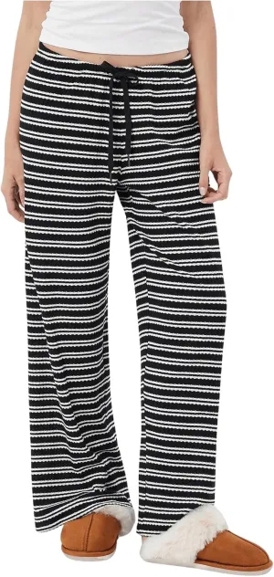 Women's Drawstring Waist Straight Streetwear Wide Leg Sweatpants Casual Loose Baggy Workout Long Summer Pants