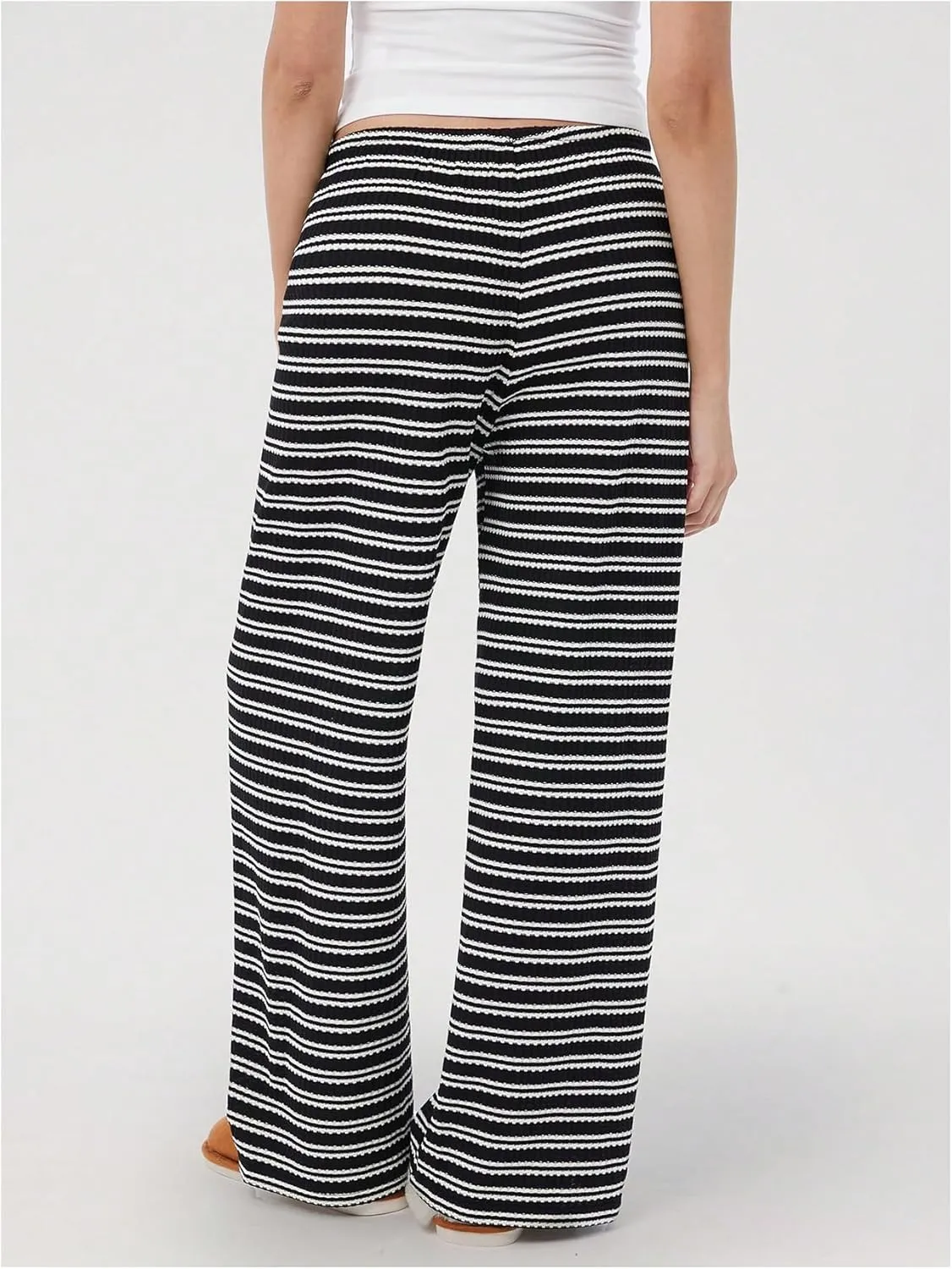 Women's Drawstring Waist Straight Streetwear Wide Leg Sweatpants Casual Loose Baggy Workout Long Summer Pants
