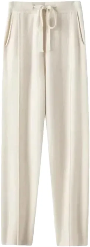 WomenS High Waist Harem Pants Drawstring Closure Regular Fit Casual Solid Color Ankle Length Knitted Cashmere Pants