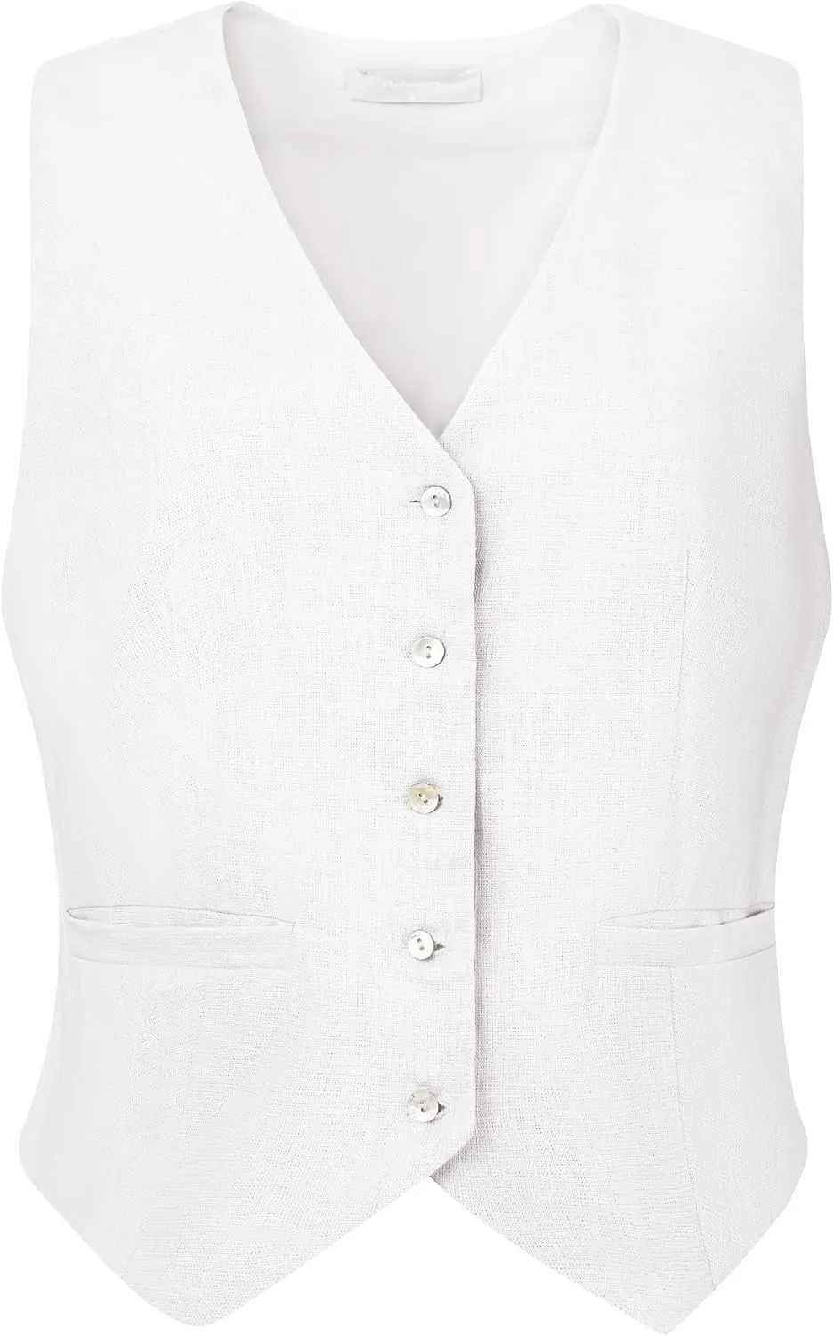 Women's Linen Vest Sleeveless Button Down V Neck Formal Business Waistcoat