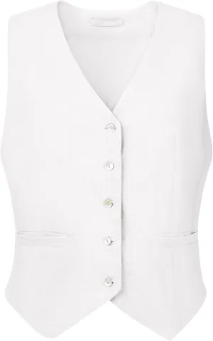 Women's Linen Vest Sleeveless Button Down V Neck Formal Business Waistcoat