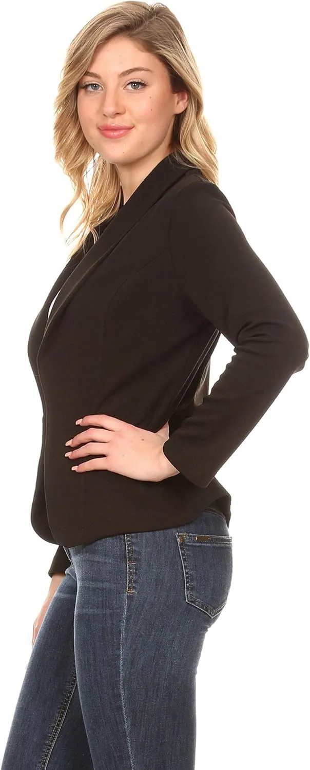 Women's Solid Casual Office Work Long Sleeve Open Front Blazer Jacket