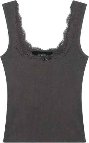 Women's Square Neck Sleeveless Camisole Ruffled Thin Summer Casual Slim Fit Top