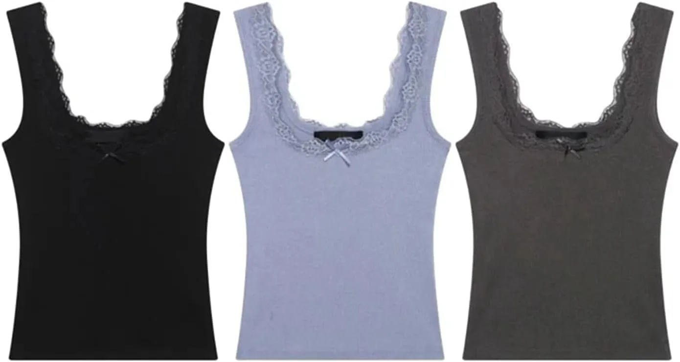 Women's Square Neck Sleeveless Camisole Ruffled Thin Summer Casual Slim Fit Top