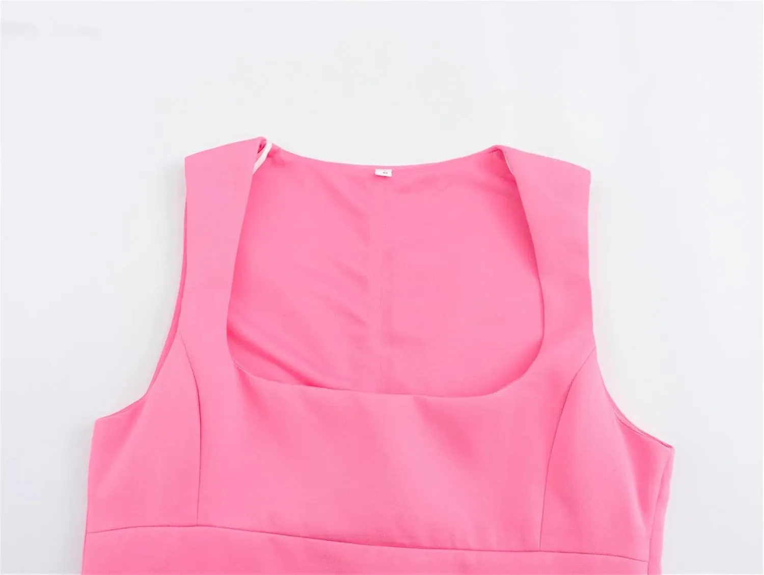 Women's Square Neck Solid Color Tank Top High Street Sleeveless Side Zipper Casual Camisole