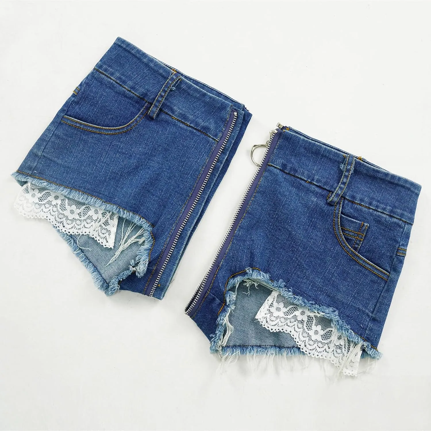 Women's Stretch Mini Denim Shorts Low Waist High Cut Hot Pants Jeans for Nightclubs Bars and Beaches