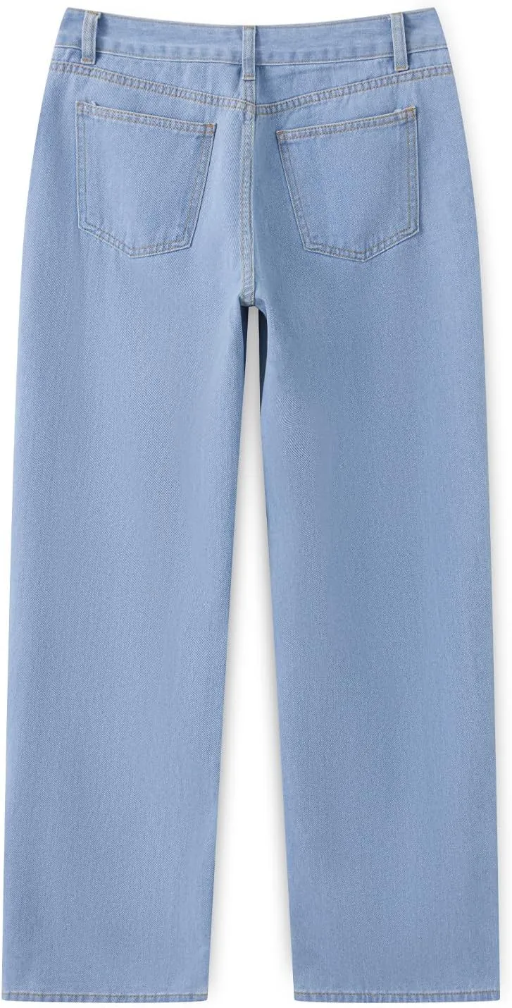 Women's Wide Leg Boyfriend Denim Pants - Low Rise Baggy Casual Loose Jeans - Y2K E-Girl Style