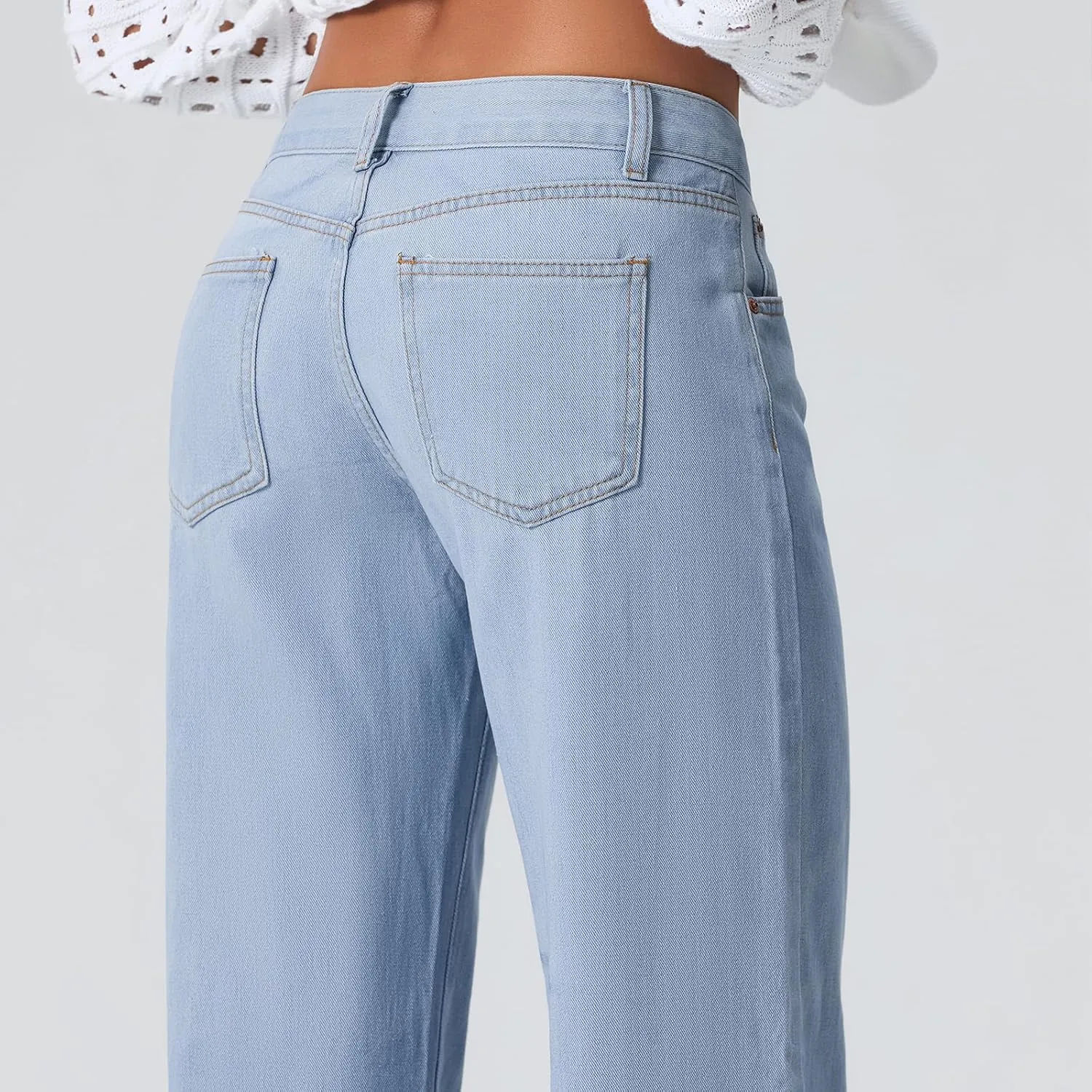 Women's Wide Leg Boyfriend Denim Pants - Low Rise Baggy Casual Loose Jeans - Y2K E-Girl Style