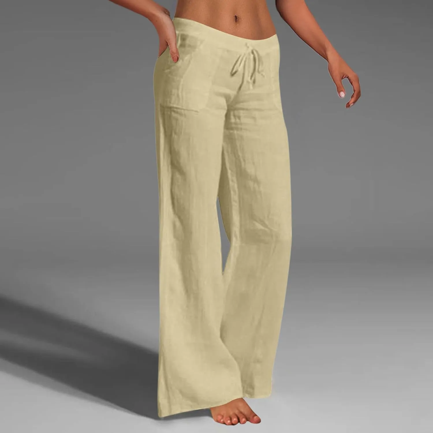 Women's Winter Warm Fleece Joggers Pants Winter Lightweigt Work Capris with Pockets Elastic Waist Flare