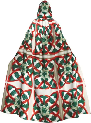 Woolen fabric pattern Prints Hooded Cloak for Halloween, Role-Playing, and Costume Parties