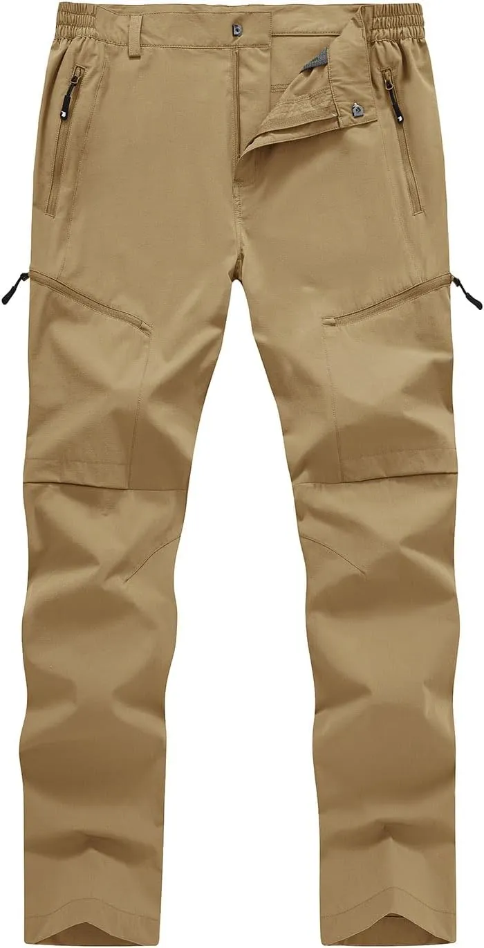 YSENTO Men's Cargo Hiking Pants Lightweight 5 Zipper Pockets Stretch Quick Dry Camping Fishing Travel Pants