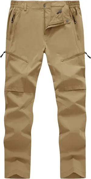 YSENTO Men's Cargo Hiking Pants Lightweight 5 Zipper Pockets Stretch Quick Dry Camping Fishing Travel Pants