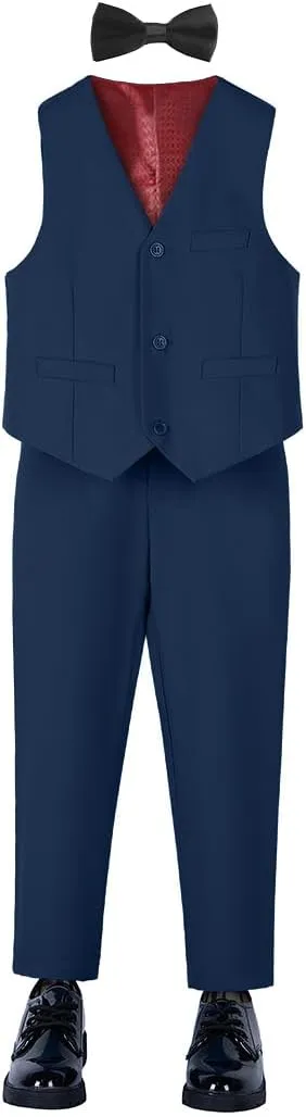 YuanLu Boys Suit Homecoming Dresses for Kids Ring Bearer Outfit Suits Tuxedo Formal Vest and Pants Suit Set