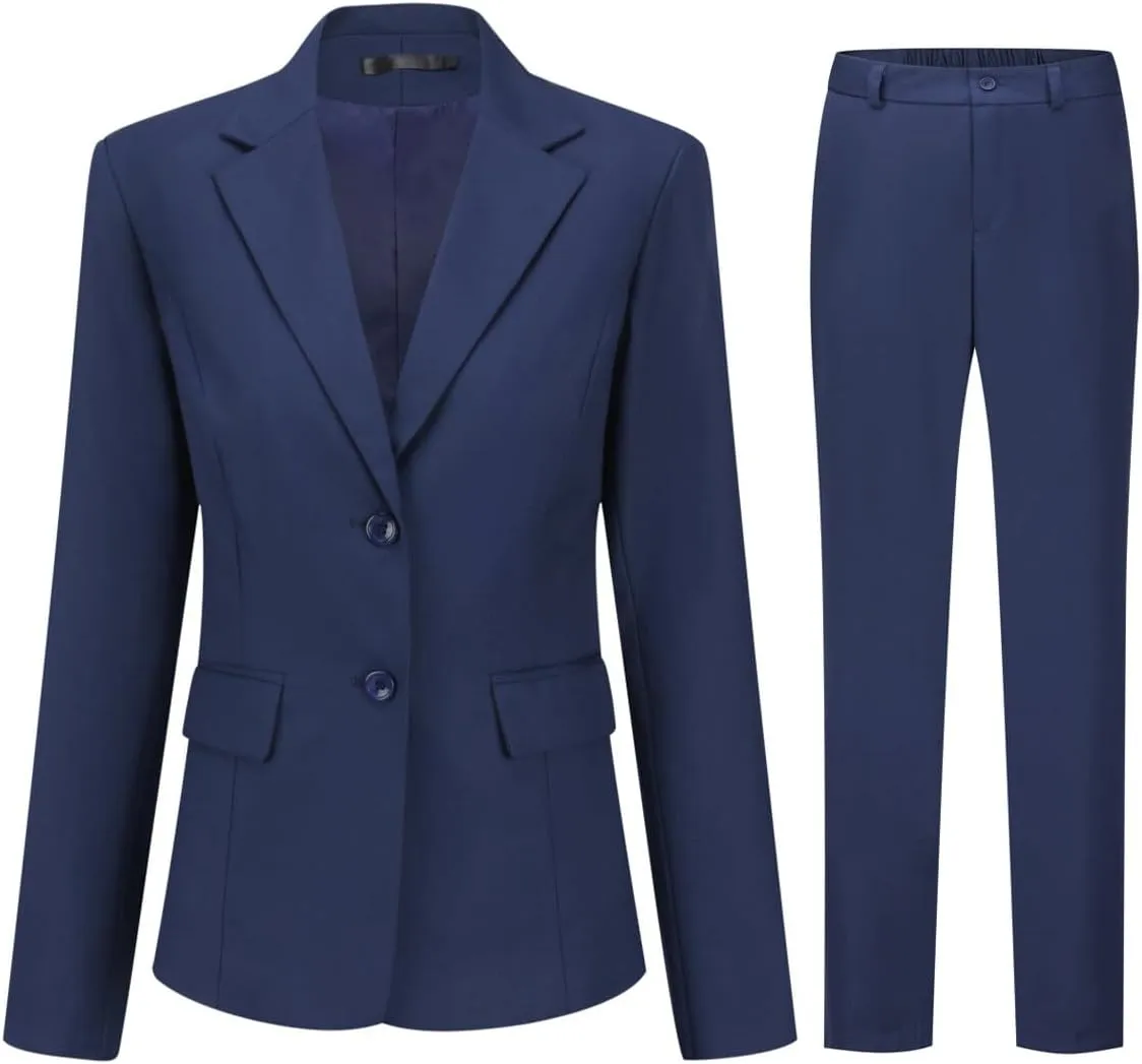 YUNCLOS Women's 2 Pieces Office Suit Set Long Sleeve Blazer Jacket and Suit Pants