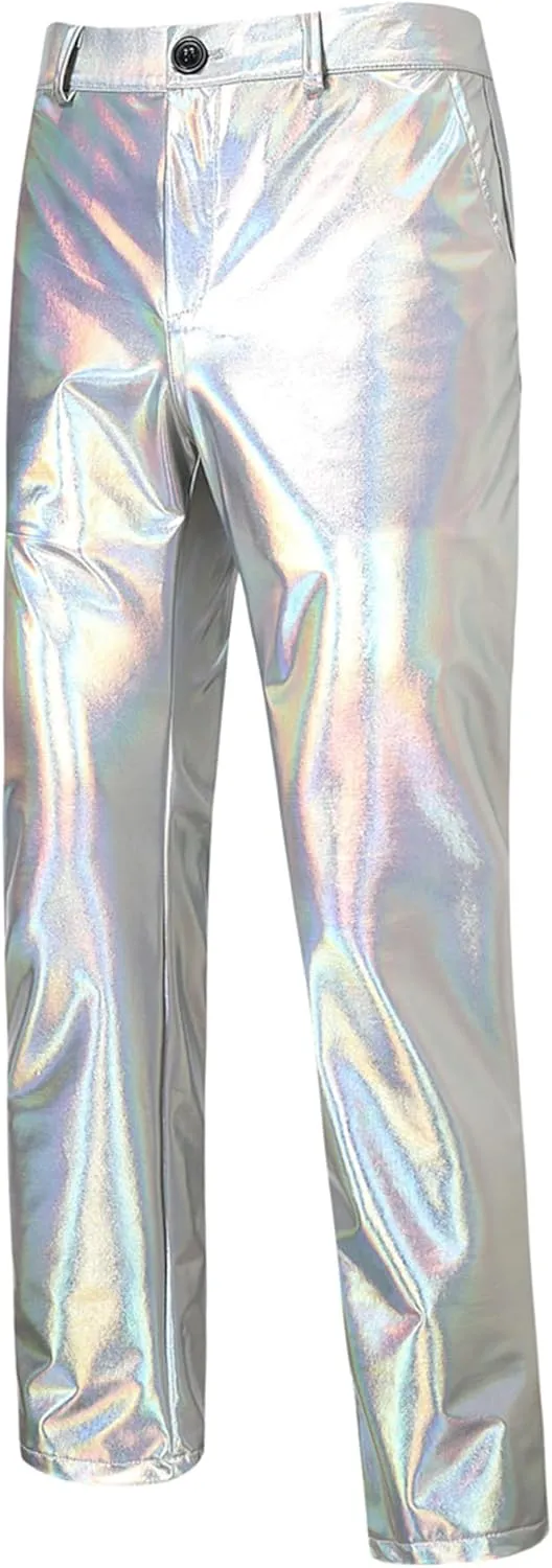 ZEROYAA Men's Metallic Shiny Suits Disco Sequin Blazer and Pants 2 Piece Sets for Party Prom