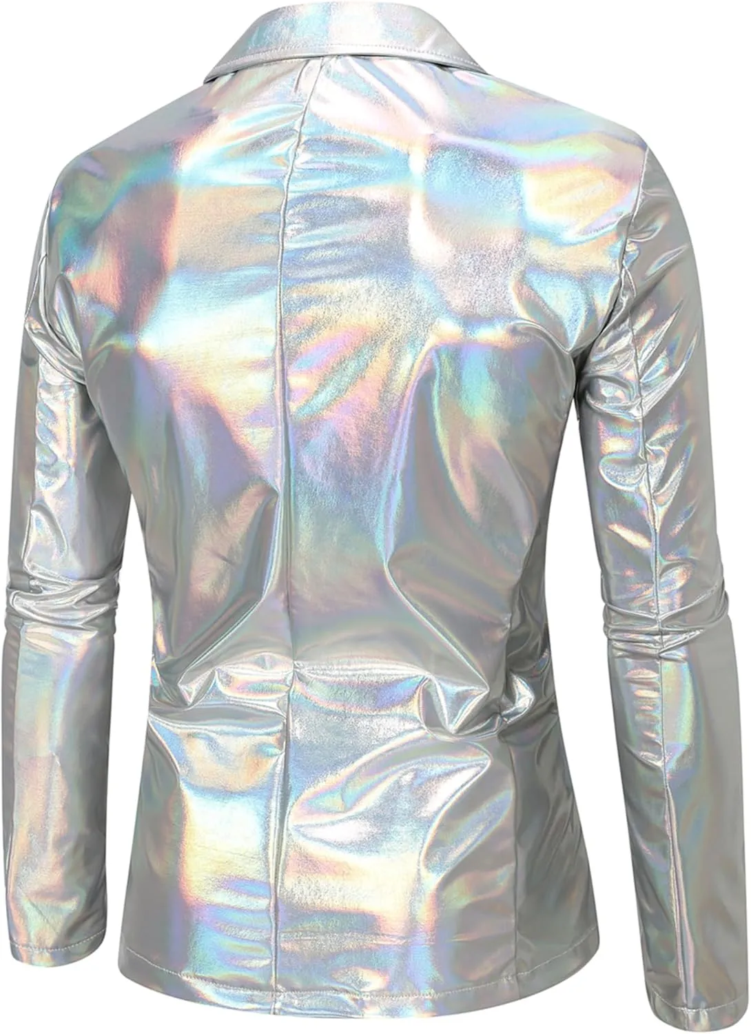 ZEROYAA Men's Metallic Shiny Suits Disco Sequin Blazer and Pants 2 Piece Sets for Party Prom