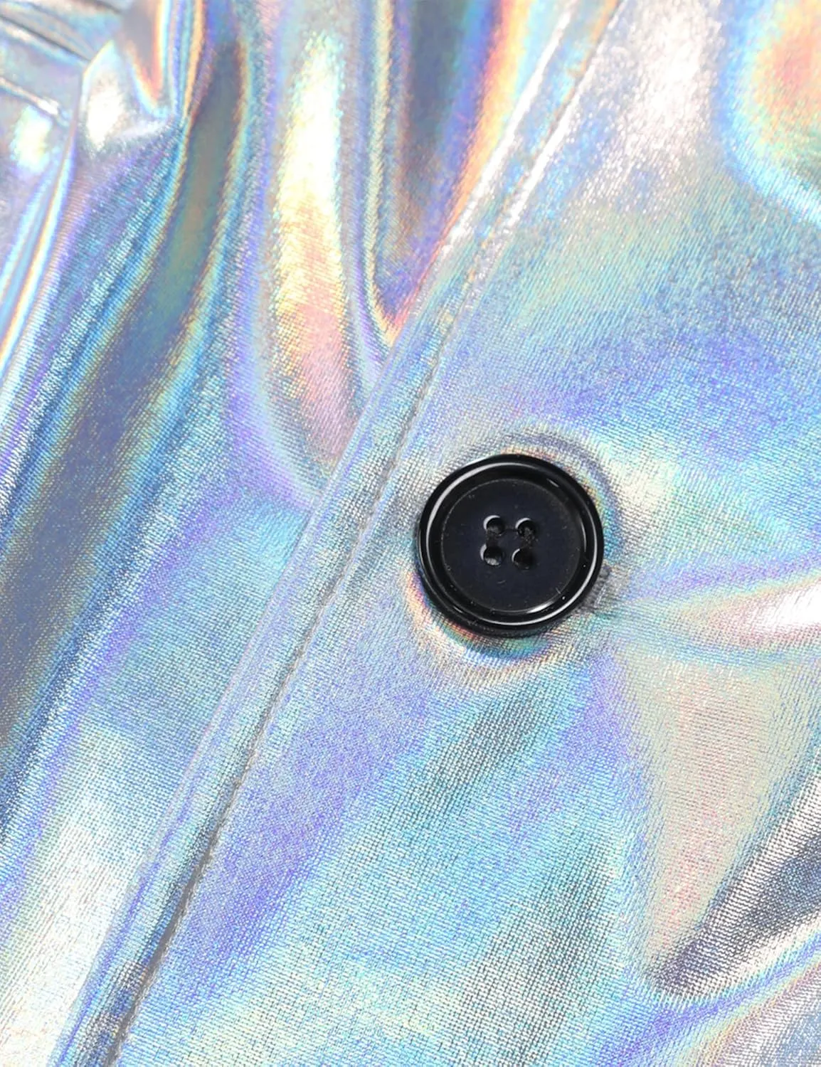 ZEROYAA Men's Metallic Shiny Suits Disco Sequin Blazer and Pants 2 Piece Sets for Party Prom